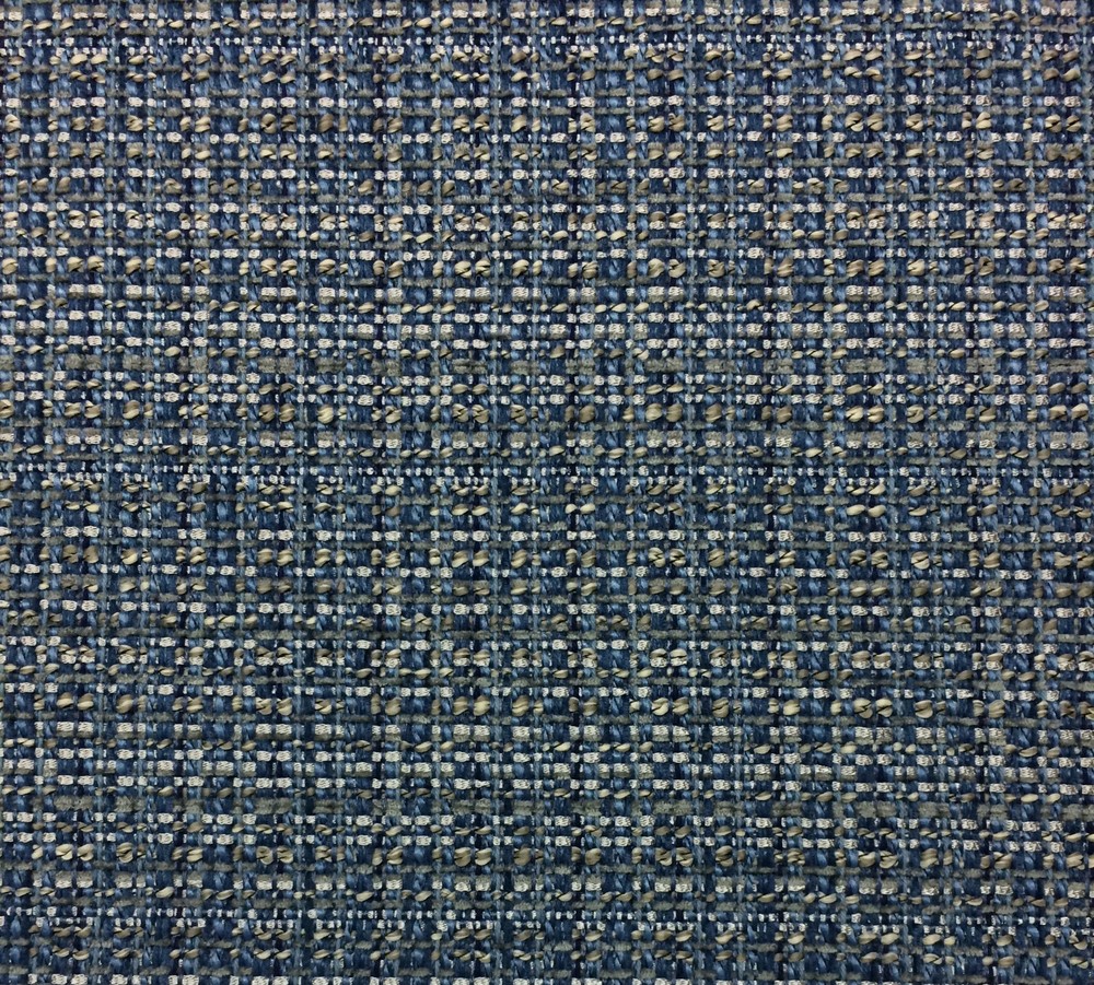 BALLARD DESIGNS COCO TWEED BLUE SILVER METALLIC THREADS FABRIC BY THE YARD 55″W