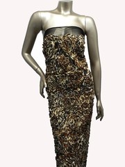 Animal Print Large Rosettes on Sheer Black None Stretch Mesh Fabric – 50″ Wide