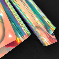 6 Pcs Holographic Clear PVC Fabric Iridescent Blue 0.8Mm Thick Transparent Vinyl