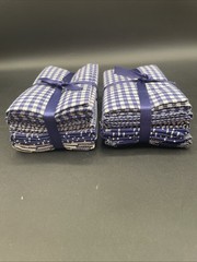 (2) Fat Quarter Bundles, Blue & White Woven, 5 pcs Each, 18″x21″ Cotton New