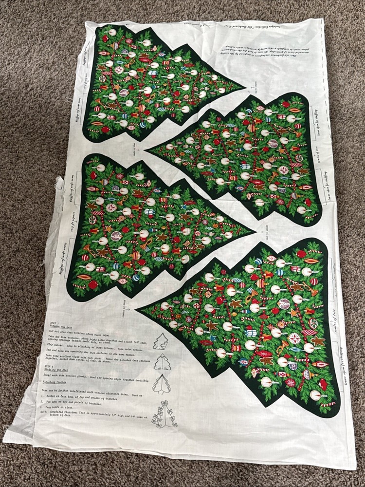 Vintage Cranston VIP Christmas “Old-Fashioned Tree” Cut N Sew Fabric Panel