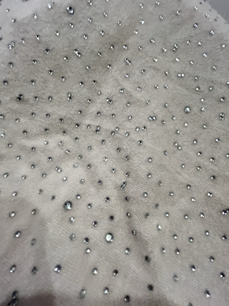Heavy Rhinestone Rib Knit Fabric Bone 3.4m x 1.75m Stretch Width 3.72 Yards