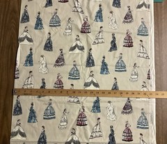 VICTORIAN WOMEN ANTIQUE GOWN FASHION GREY COTTON FABRIC FQ