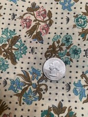 BTY ~ Vintage CALICO FLOWERS POLKA DOTS cotton Fabric