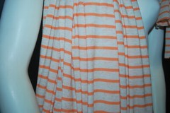 Linen Cotton Rayon Knit Jersey fabric 3/16″ Orange 1/2″ Natural Oatmeal Stripes