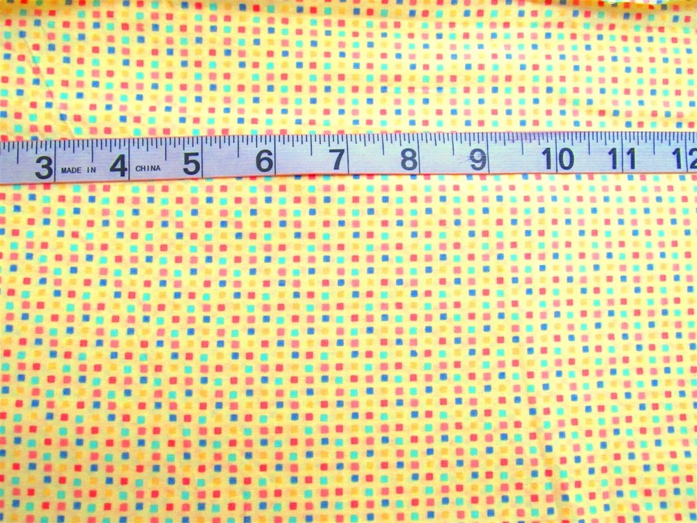 1 3/8 yd Cotton “Lisette” by Fabric Traditions Yellow w/Multi Colored Squares