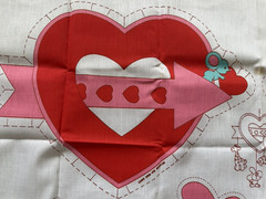1980s Strawberry Shortcake Fabric Panel Spring Mills Heart w Strawberry’s Pets