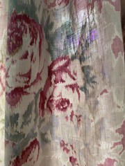 VTG SHABBY FADED PINK ROSE FLORAL COTTON FABRIC 35×171 45Y G2U