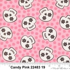 MODA Halloween Fab Boo 100% cotton fabric yard 36 x 44 PINK 22483 19 SKULLS