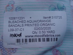 1/2 yd Bleached Aqua Orange Sandals Printed Organic Cotton Mood Fabric 60″W-NEW
