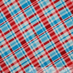 BonEful Fabric FQ Cotton Quilt White Red Blue Plaid American Flag Check Stripe S