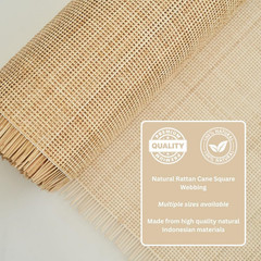 Rattan Cane Webbing Roll 24″ X 84” Square Radio Weave Rattan Fabric for Furnitur
