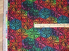 Blk Medallion Rainbow Dragon Fantasy Digitally Printed Fabric 1/2 Yard #5846-99