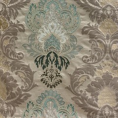 G P & J BAKER BF10509.2 WATERFORD DAMASK AQUA / SILVER UPHOLSTERY FABRIC 4.75 YD