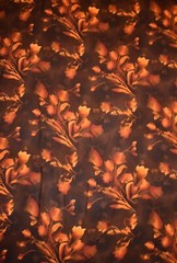 Vtg. 5 Yards Floral Dress Fabric Warm Autumn Brown Orange 60″ Wide Nice Drape