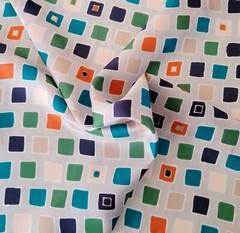 100% Silk Charmeuse Fabric by the Yard Multicolor Square Print #22822 – 3
