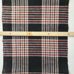 Futon Side Fabric Grid Pattern Black Red Brown 34cm W x 165cm L Cotton
