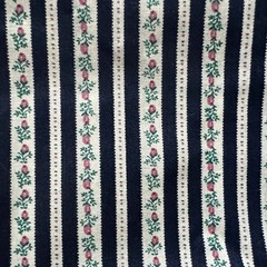 Vintage Fabric Traditions Navy Stripes Pink & Green Tiny Flowers 45” X 56”