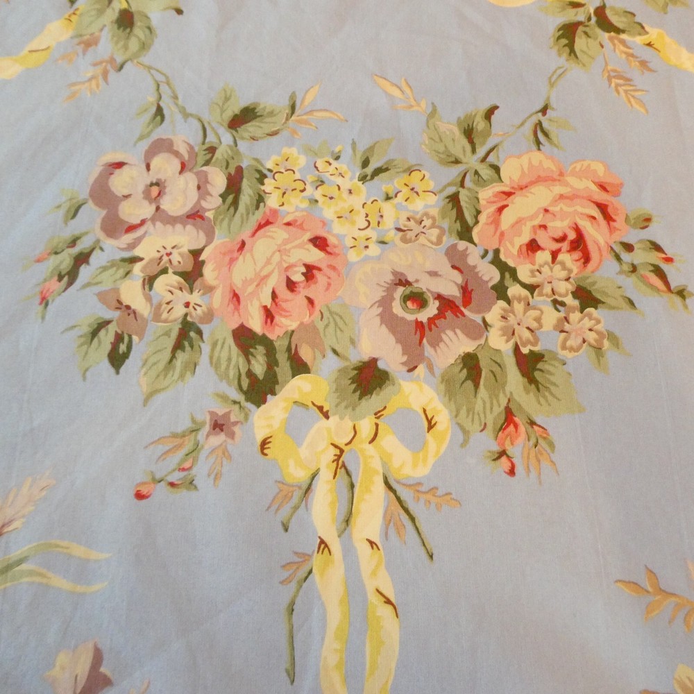 Ralph Lauren Evelyn Dusty Blue Floral Fabric Fall 1989 4.5 yards Decorator