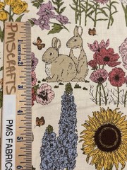 MODA My Secret Garden 100% cotton fabric by yard 36×44 20982 11 Flowers Bunnies