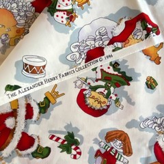Half Yard Vintage Alexander Henry Santa Fabric Cotton Print