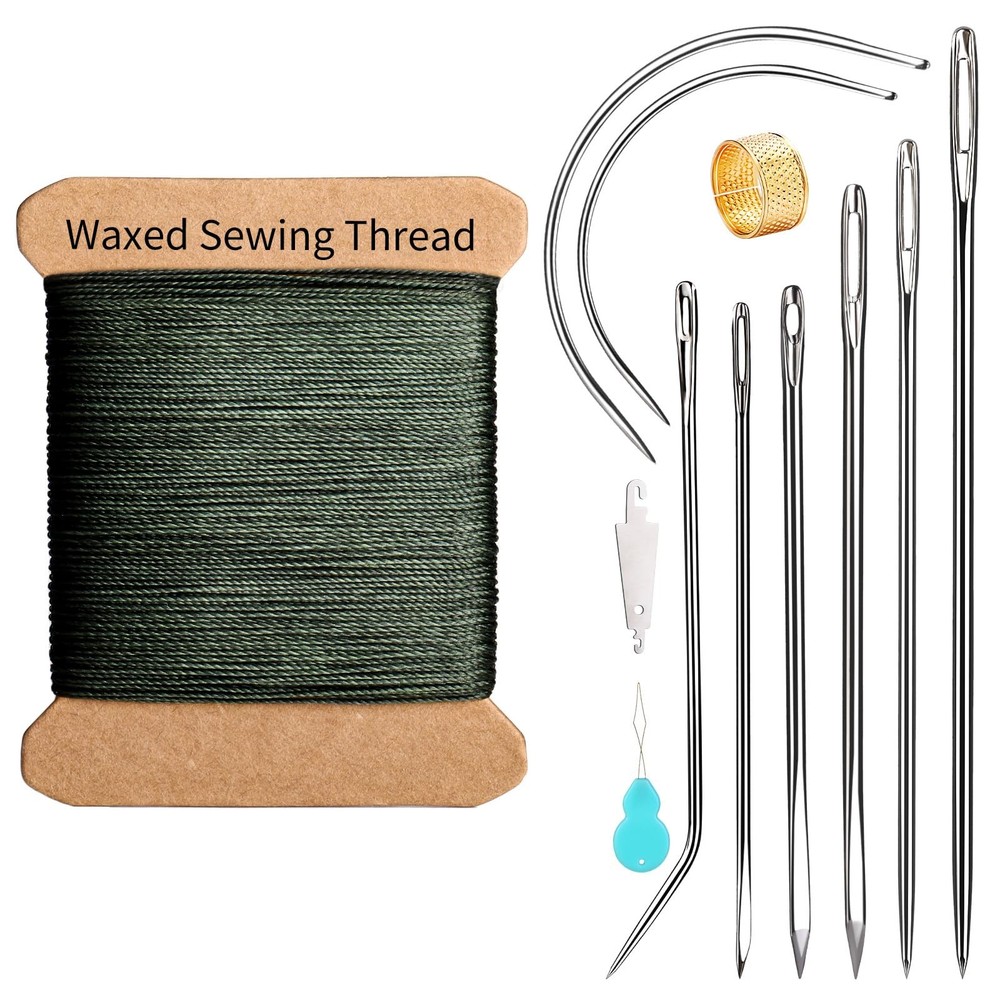 KAQRHFT Repair Sewing Kit, Upholstery Needle and Thread Kit with 32 Green