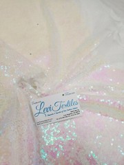 Iridescent White Glitz Sequins Fabric / 3mm Sequin on Poly Mesh BTY