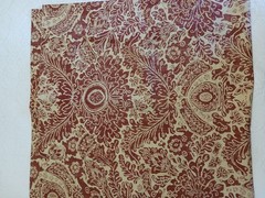 Lauren Ralph Lauren Deep Red & Cream-Tan Heavy Cotton Fabric Damask Print 5 Pcs