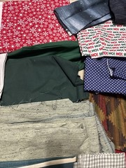 Large 13 Ib Lot Of Fabric Christmas Patterns Lace green Plaid Stripes Hearts