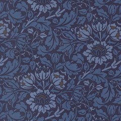 MODA – Morris Muse by Barbara Brackman – Flowering Scroll – Twilight ,1/4 yard