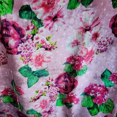Pink Floral & Polka Dot Emanuel Ungaro Velveteen from Italy! Soft Luxurious Fab!