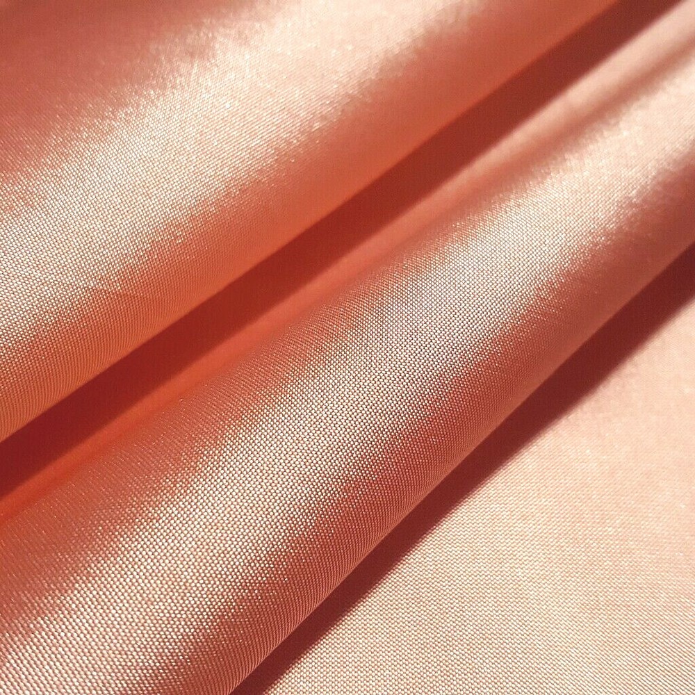 SALMON CORAL IVORY TAFFETA Fabric Two Tone plain shot polyester 58″ By The Yard