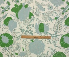 ACQUITAINE WOLF HALL MEADOW GREEN FLORAL LINEN EXCLUSIVE FABRIC 2.2 YARD 53″W