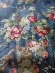 Richloom Platinum Collection Blue Stripe Floral Birds Fabric 6+ Yds NEW Charming