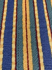 Vtg Striped Fabric Remnant By Debbie Mumm For SSI Green Golden Yellow Blue