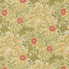 MODA – Morris Muse by Barbara Brackman – Seaweed Florals – Parchment ,1/4 yard