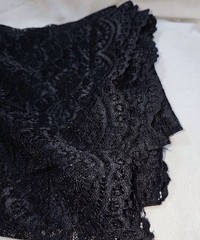 Black Lace Double Roses Double Floral Scalloped Edge Both Sides 2.22 Yds 58” W