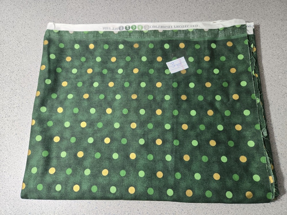 Green Gold MBT Polka Dot Fabric 3 Yards 108 X 44