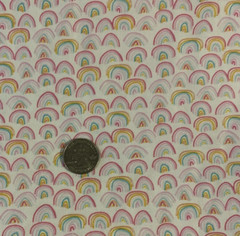 HTF Dear Stella Abstract Rainbow Fabric Blue Yellow Pink Green Fuchsia White BTY
