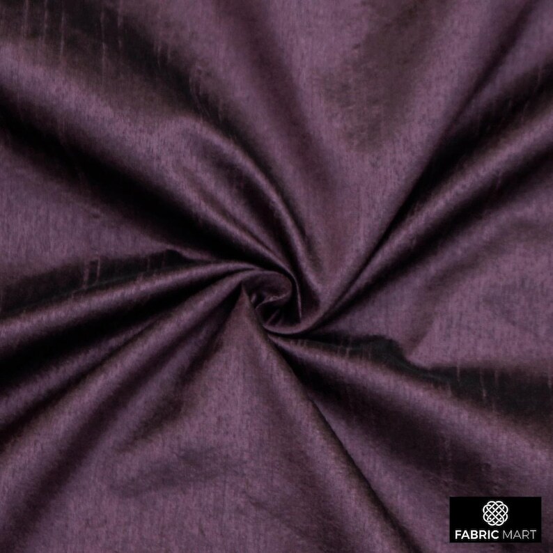 Dark Plum Faux Silk Fabric By The Yard, 42 inches width Purple Silk Fabric