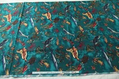 5Y+ x 44″ Vintage Wild Life Scenics Hoffman Fabric Ocean Beach Tropical Fish