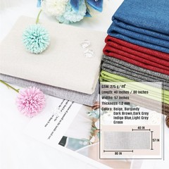 Heavy Linen Fabric 40×57 Inch 1.2mm Thick Plain Solid Color Beige Sewing