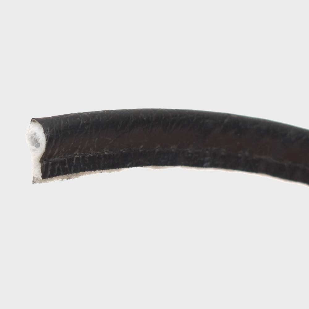 Boat Puff Cord Welting | Faux Leather Black 1/2 x 1/4 Inch (YD)
