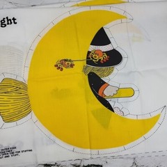 Vintage Fly By Night Witch Halloween Throw Pillow Making Fabric Enough For 2