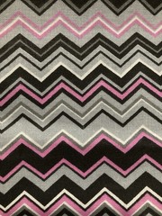 Pink Grey White Black Chevron Zig Zag Cotton Fabric 3/4Y x 44″ Width