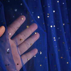 54″ X 8 Yards Glitter Tulle Fabric Rolls Golden Stars and Moon Tulle