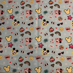 FAT Eight DISNEY FABRIC MICKEY MINNIE VINTAGE SCATTERED 100% COTTON 9”x21”