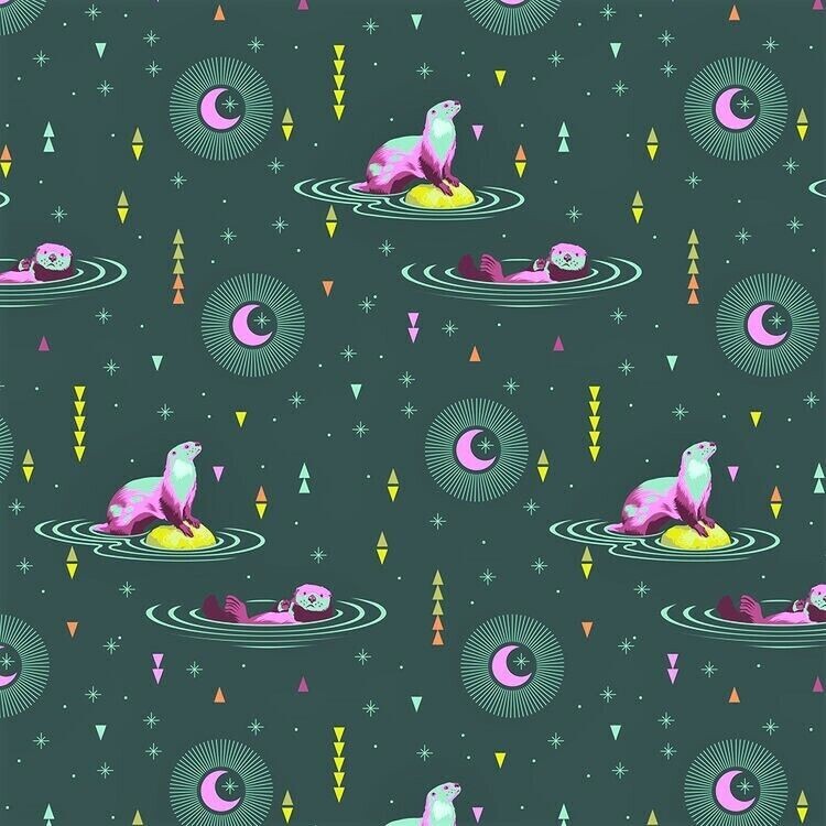 1/2 METRE – Tula Pink Spirit Animal Otter And Chill Lunar Glow