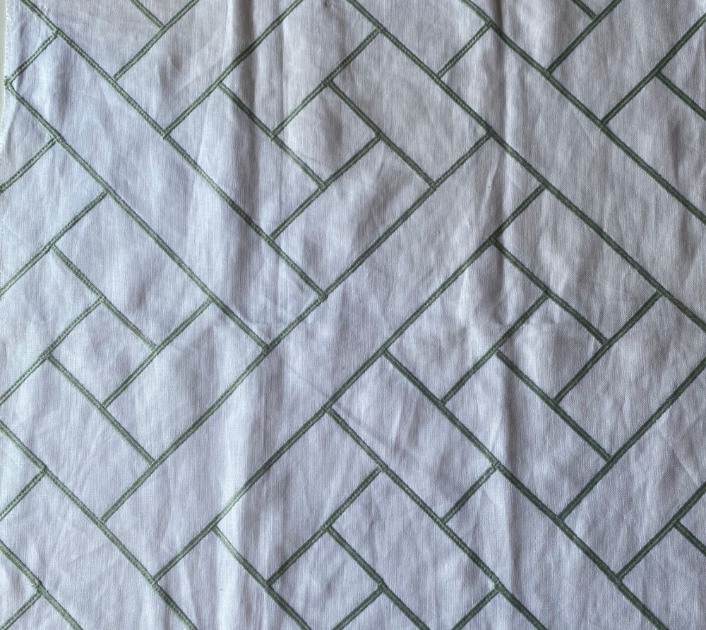 Couture Lattice Work in Mineral Designer Fabric Remnant 24×24″