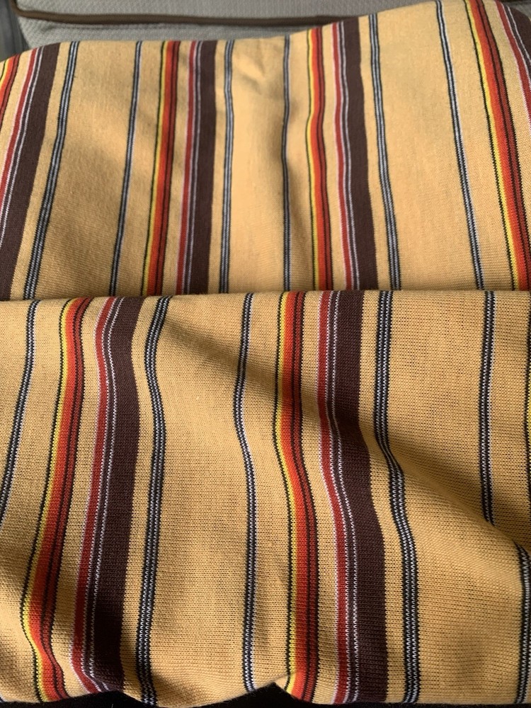 1.75 Yards Gold Yellow Red Brown Stripe Jersey Knit Fabric Soft 47” X 63”